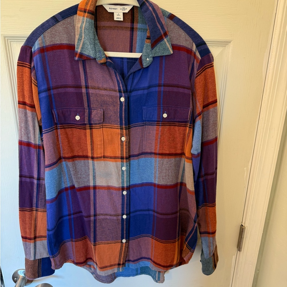 Old Navy Oversized Boyfriend Flannel Shirt TALL
